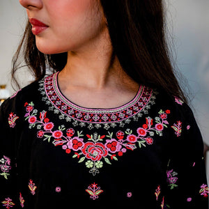 Embroidered Cotton Lawn Suit – Siyah for girls — Rangooz