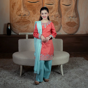 Embroidered Jacquard Suit – Mahgul for girls — Rangooz