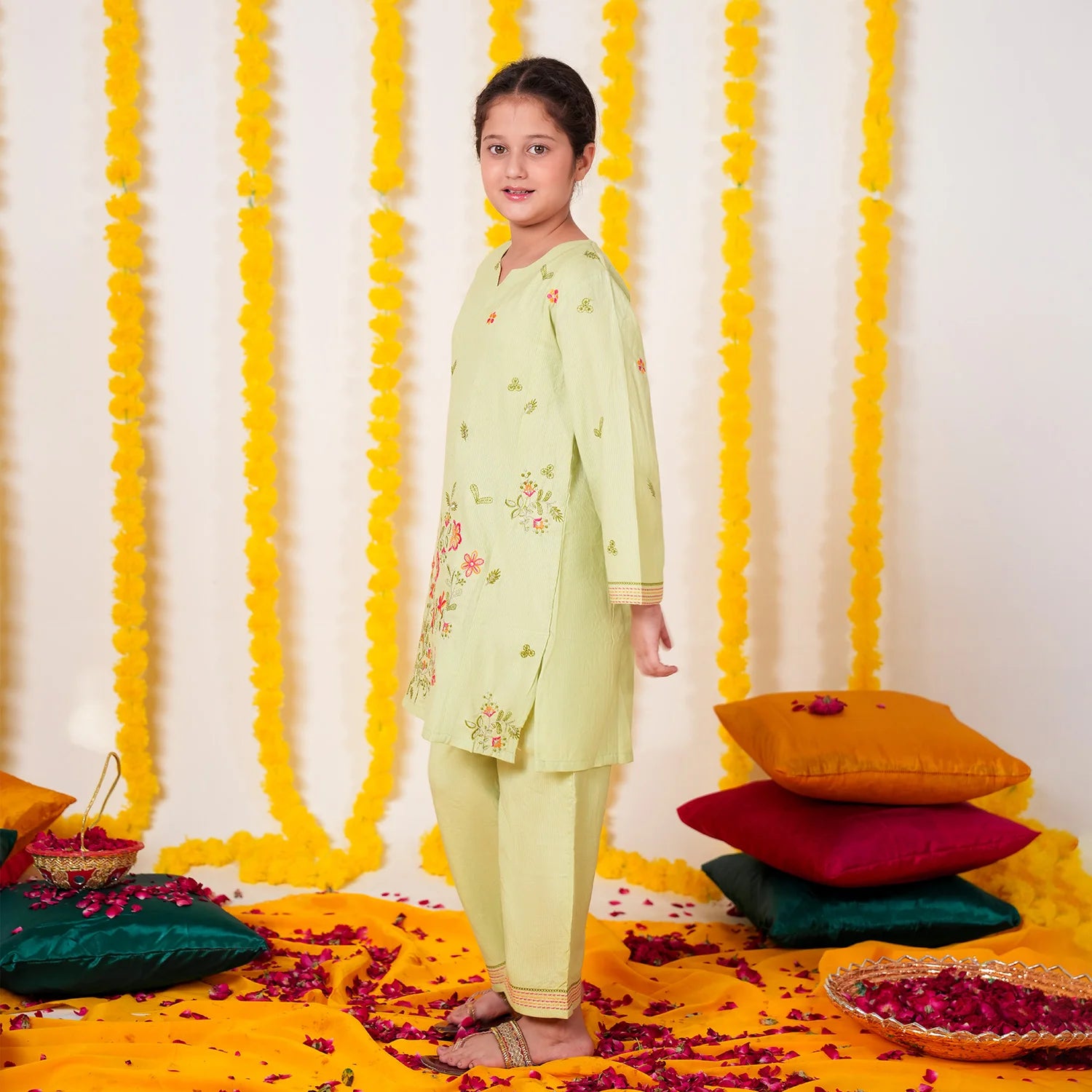 Embroidered Khaddar Suit - Mint Blossom