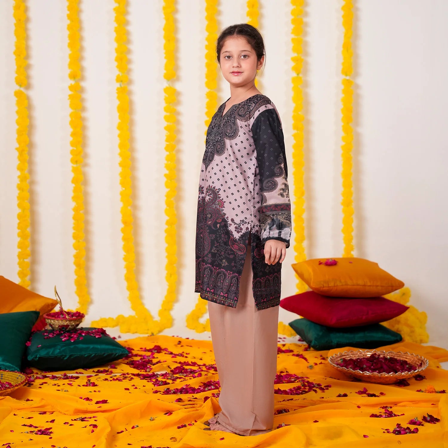 Printed Khaddar Suit - Mystic Mauve