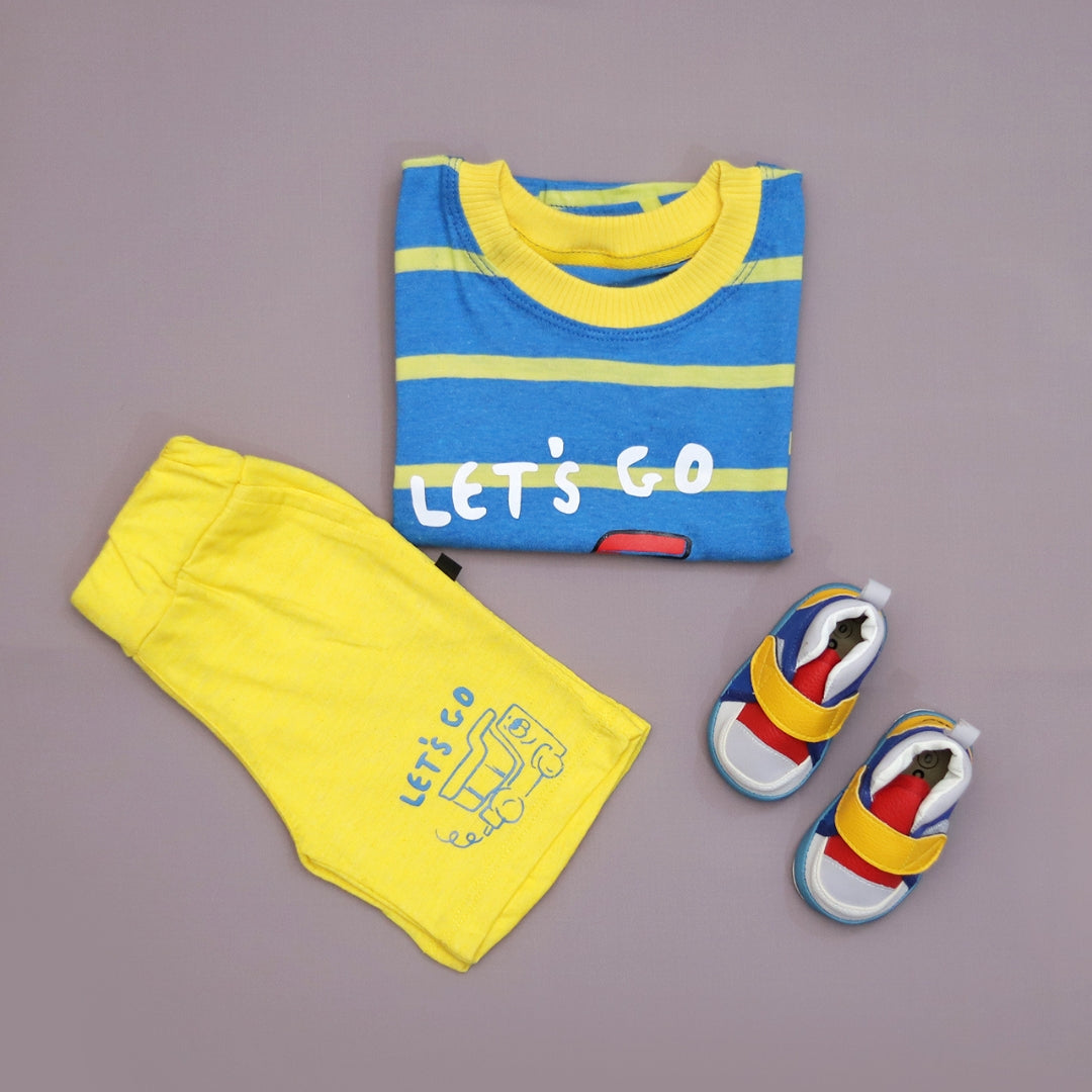 Cotton Combo Boys Top & Bottom Set | Blue