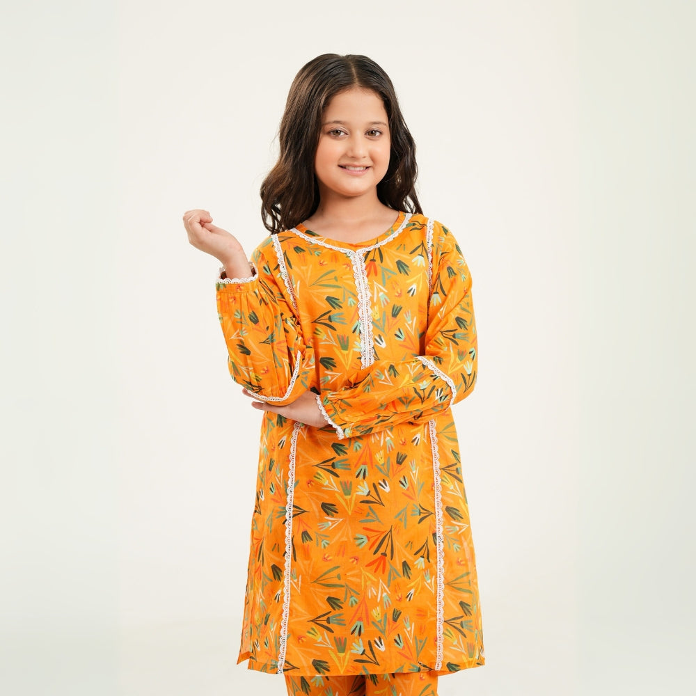 Printed Lace Dress – 2PC