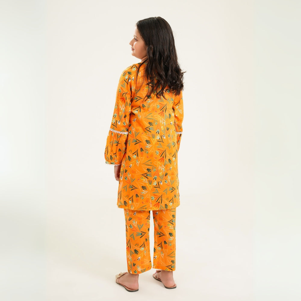 Printed Lace Dress – 2PC