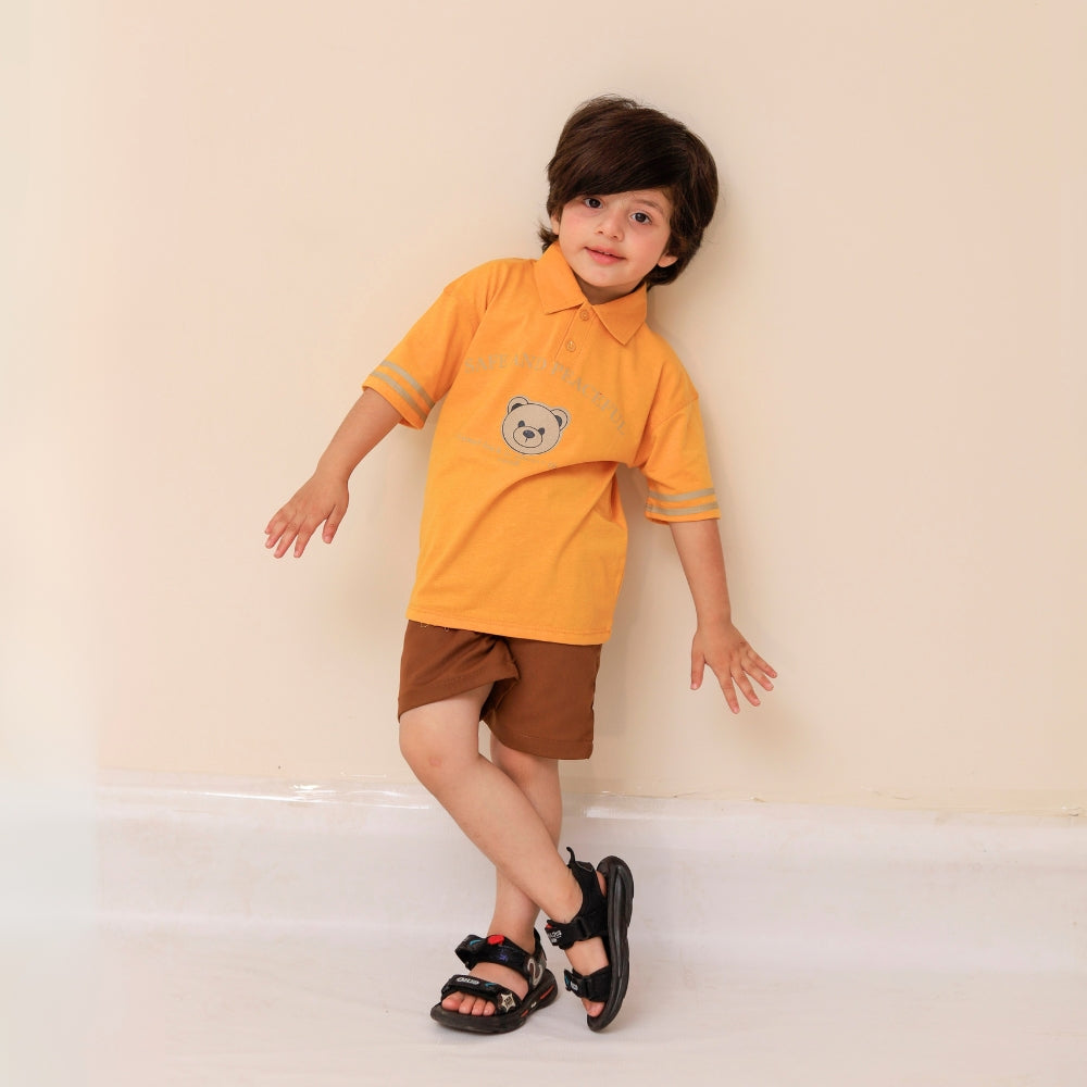 Printed Polo Shirt Set for Little Boys – Casual & Trendy