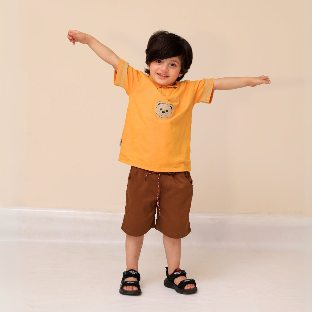 Printed Polo Shirt Set for Little Boys – Casual & Trendy
