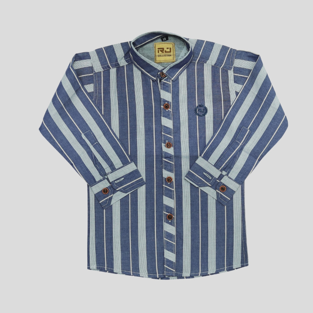 Blue & Ash Grey Checked Shirt – Soft, Stylish Boyswear