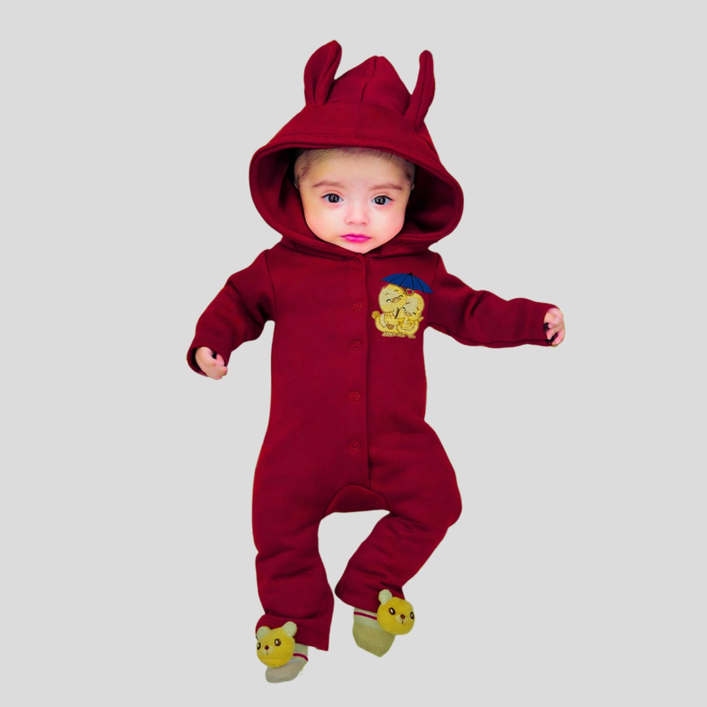 Baby Mahroon Fleece Romper