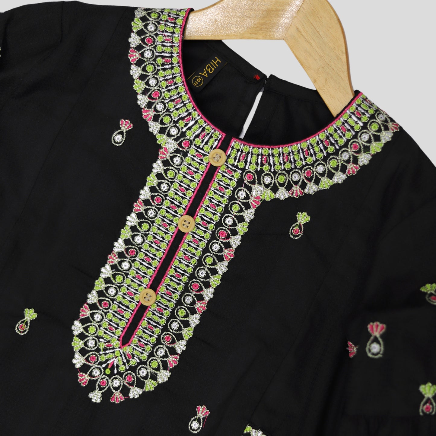Black Embroidered Frock Cord Set