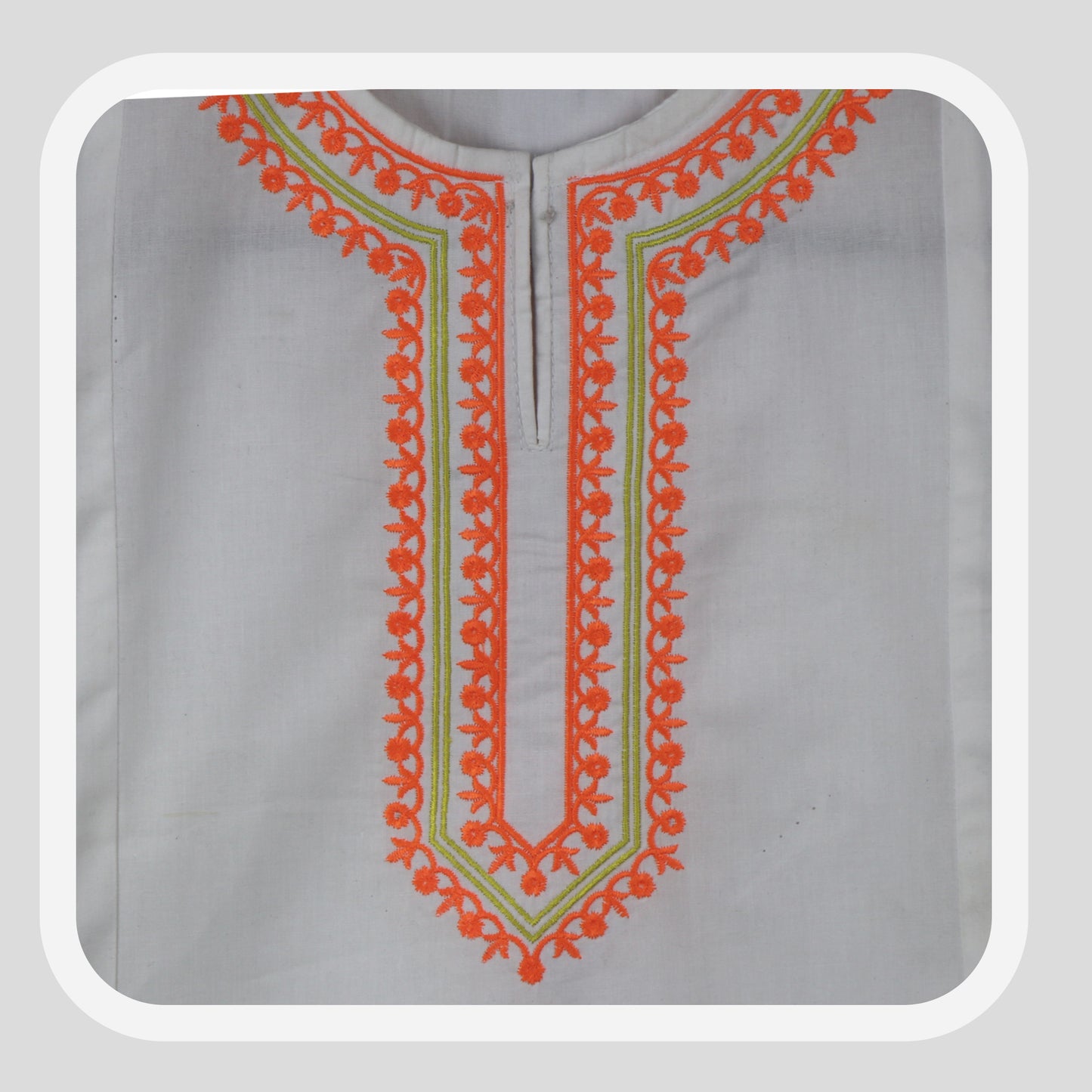 White Cord Set orange embroidered 100% Cotton