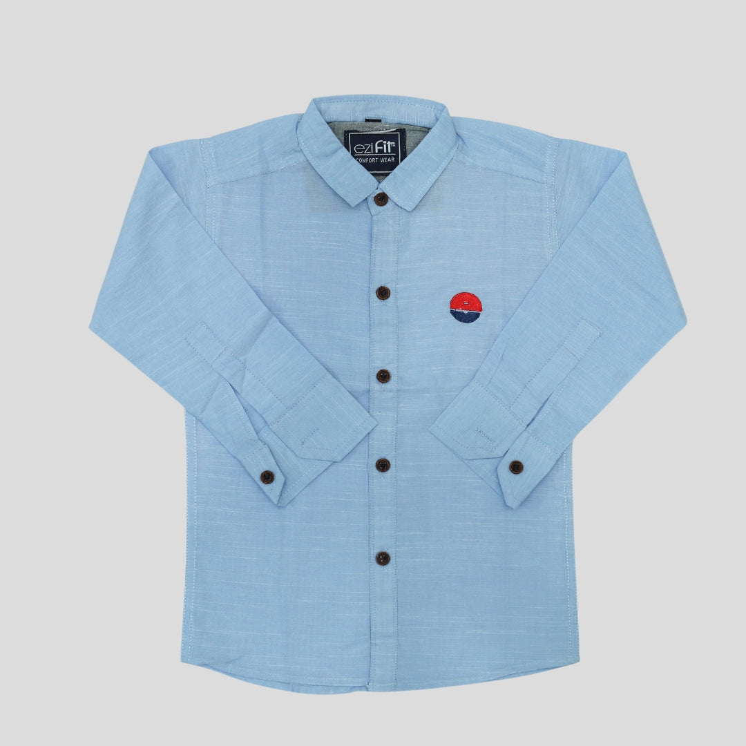 Sky Blue Cotton Summer Shirt – Plain, Cool, Comfortable