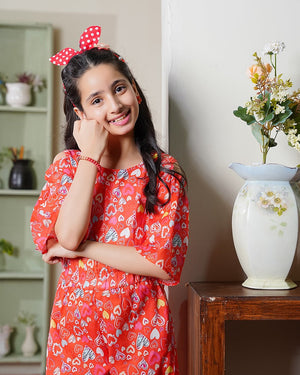 Cherry-Twist Lawn Jumpsuit for girls — Rangooz