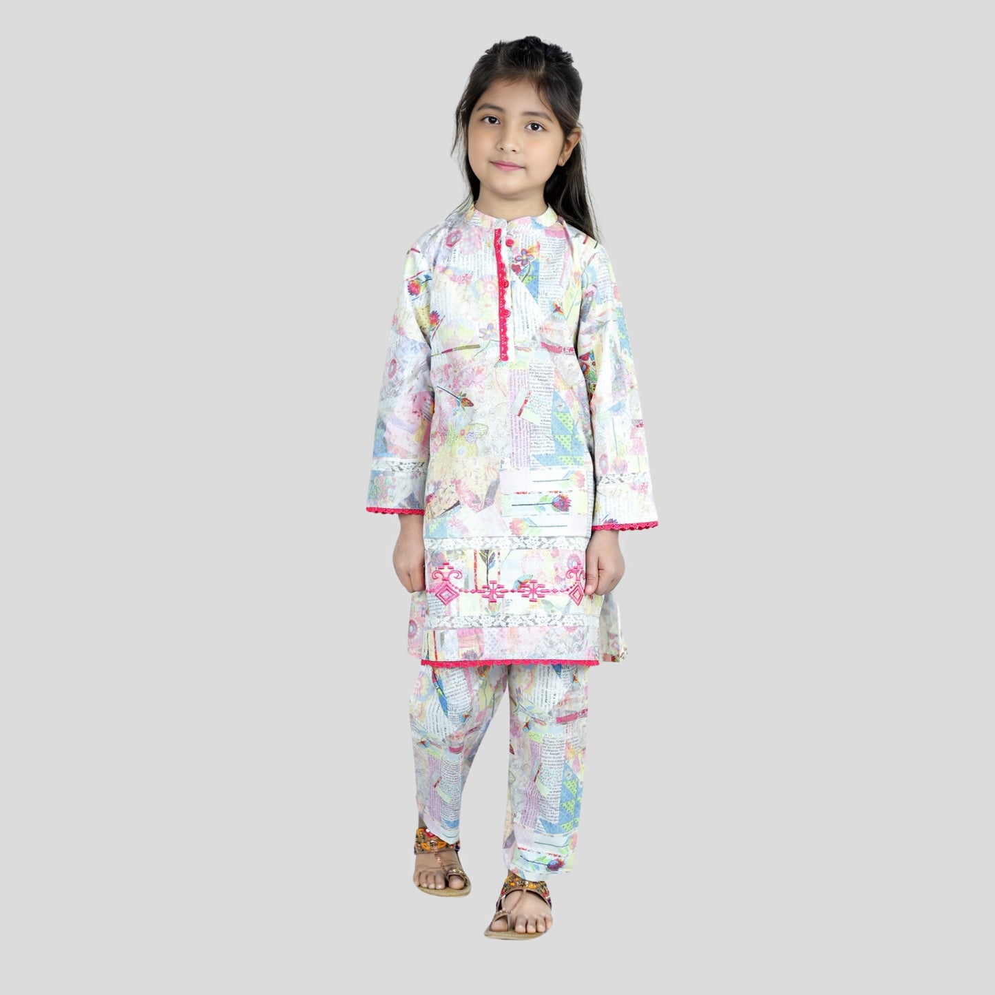 Multicolor pink lace cord set