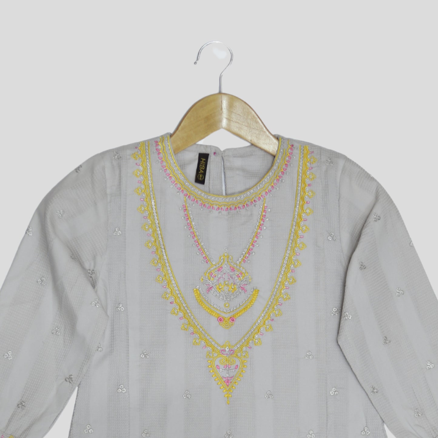 Silver Grey Cord Set Embroidered | 100% Cotton