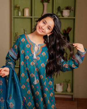 Verdant 3 PC Lawn Suit for girls β Rangooz