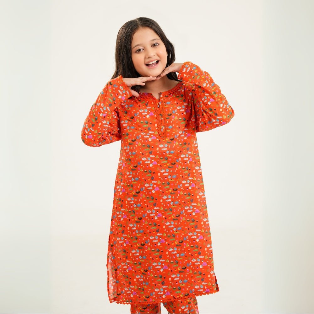 Pumpkin Lawn 2 PC Suit for girls — Rangooz