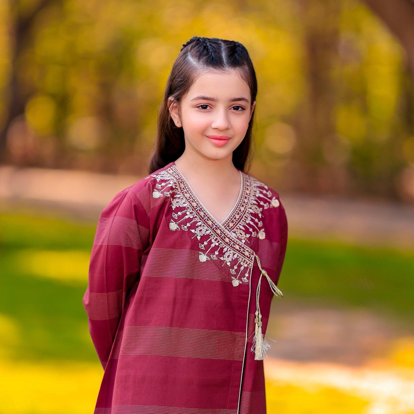 Festive Pret Embroidered Motif Co-ords Set in Maroon