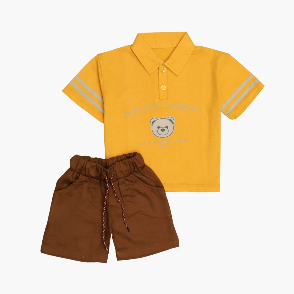 Printed Polo Shirt Set for Little Boys – Casual & Trendy