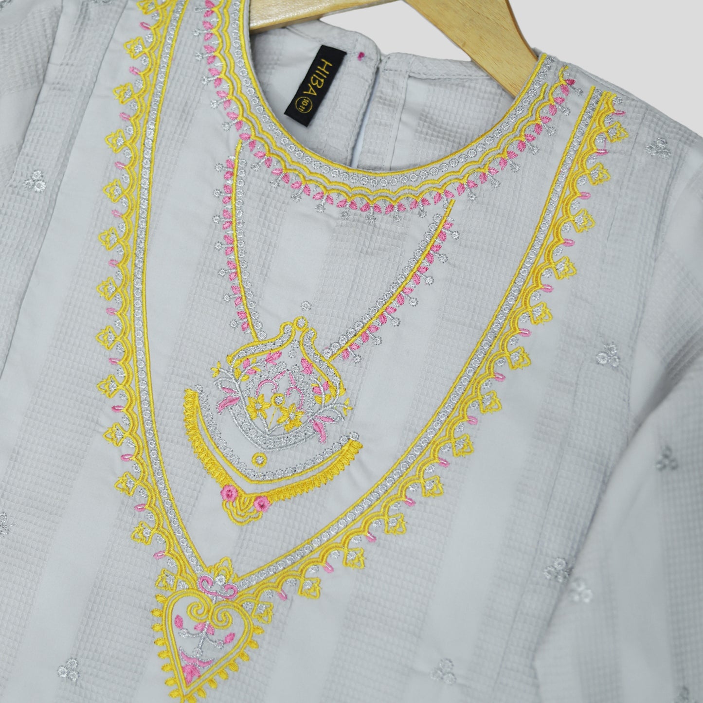 Silver Grey Cord Set Embroidered | 100% Cotton