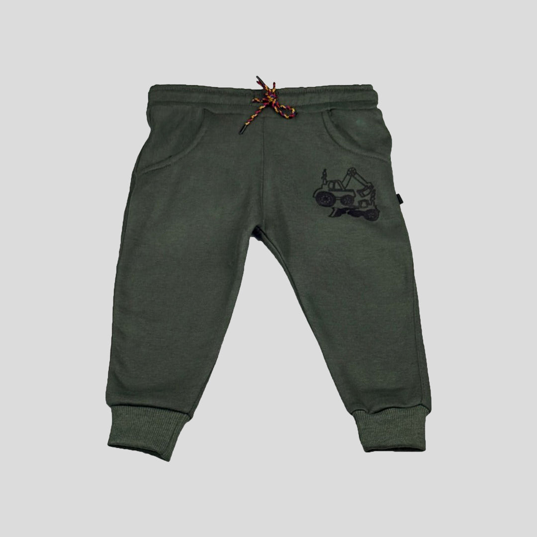 Shady Green Truck Printed Fleece Tracksuit