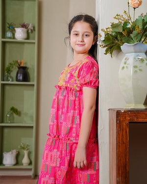 ColorWhirl Lawn Frock for girls — Rangooz