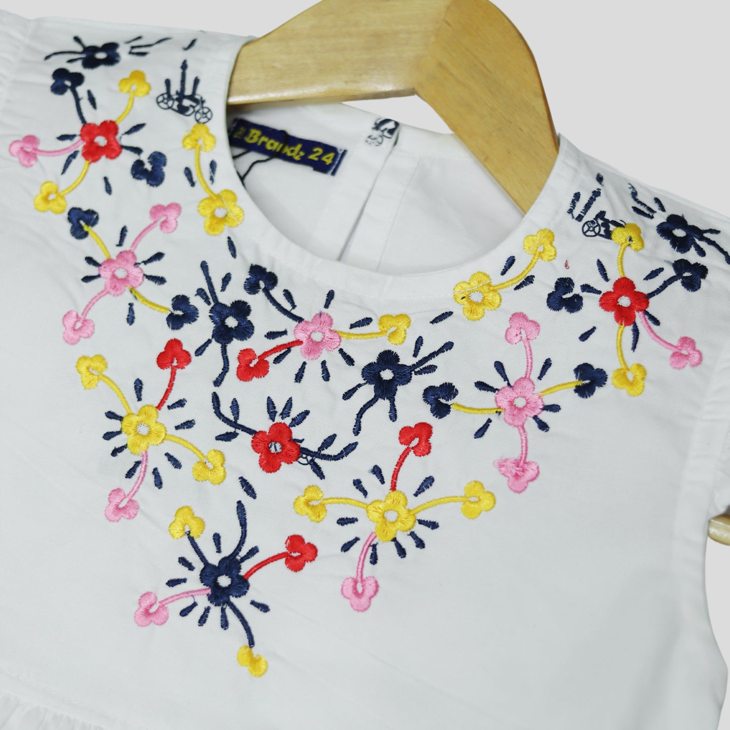 White Printed Frcok With Embrodiery 2