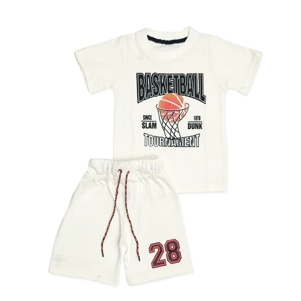 Summer Cotton Suit with Basketball Print – Soft & Stylish