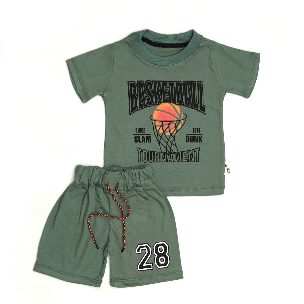 Playful Cotton Summer Suit – Sporty Basketball Print Set