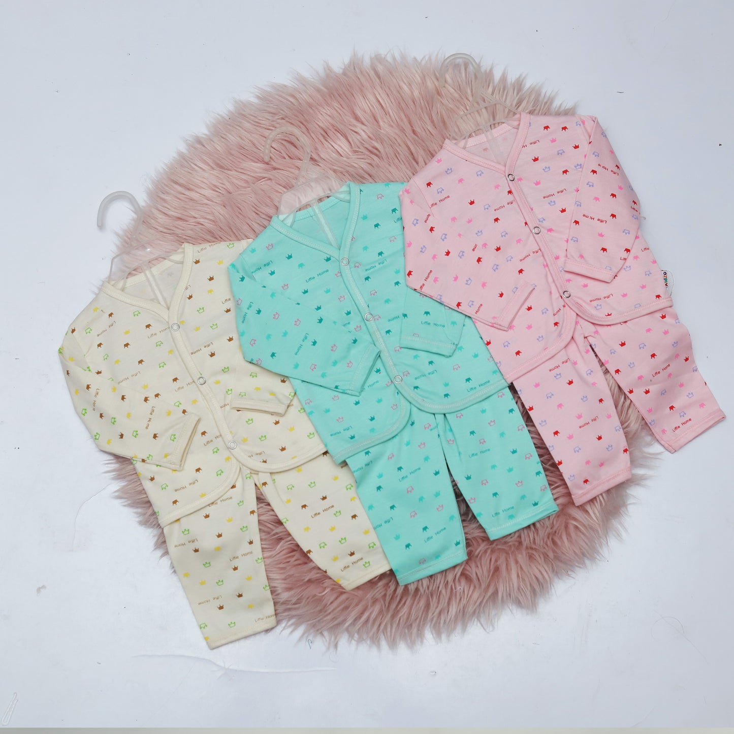 Set of 3 Adorable Crown Night Suit (0-6 Months)