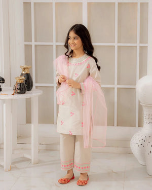 Embroidered Khaddar Suit - Rose Mist for girls — Rangooz