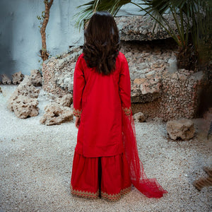 Embroidered Cotton Suit – Surkhnoor for girls — Rangooz