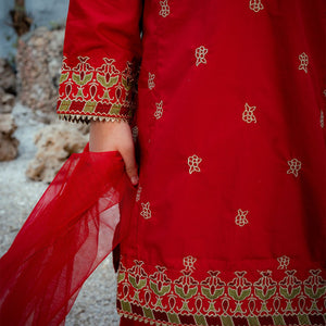 Embroidered Cotton Suit – Surkhnoor for girls — Rangooz