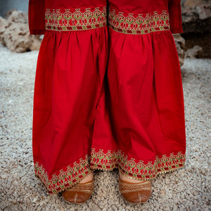 Embroidered Cotton Suit – Surkhnoor for girls — Rangooz