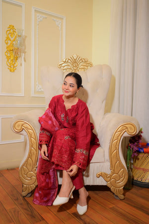 Embroidered Cotton Suit – Rania for women — Rangooz