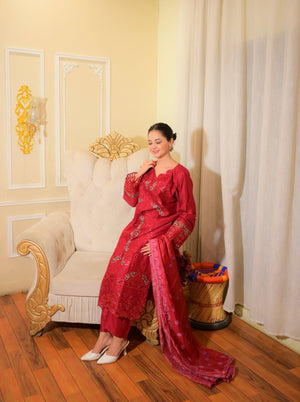 Embroidered Cotton Suit – Rania for women — Rangooz