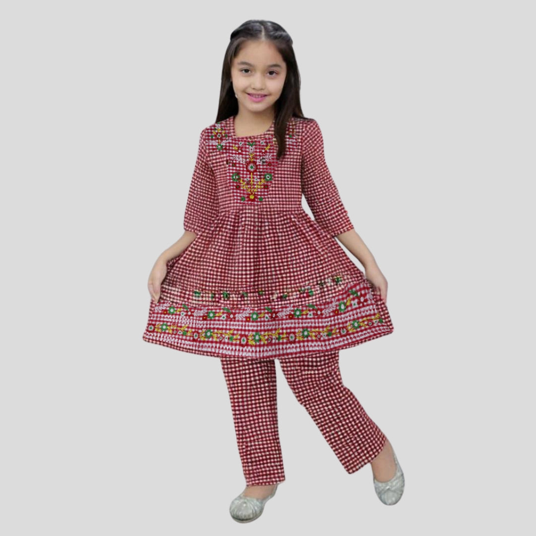 Pink Frock Cord Set Embroidered 100% Cotton