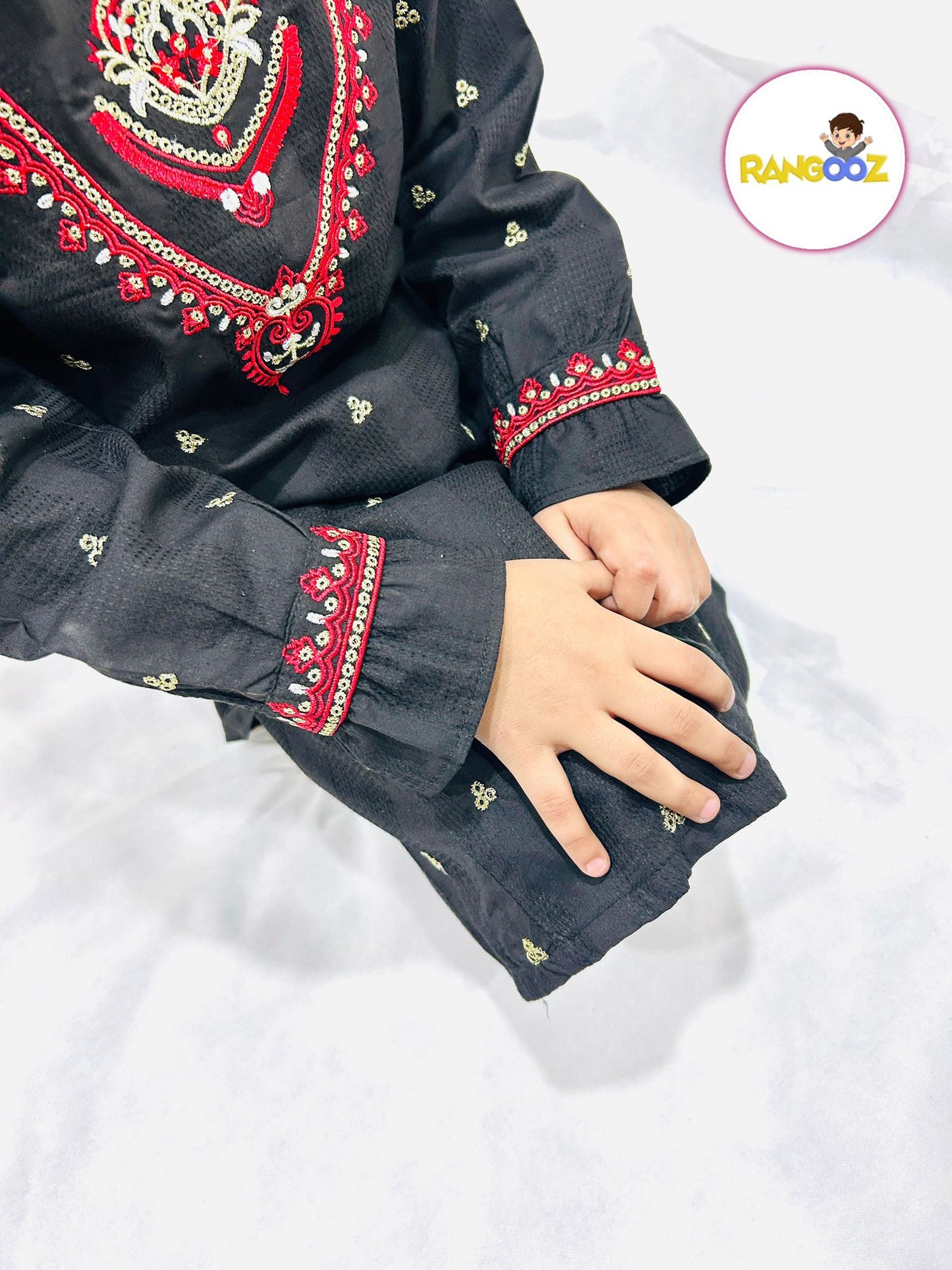 Black Cord Set Embroidered | 100% Cotton