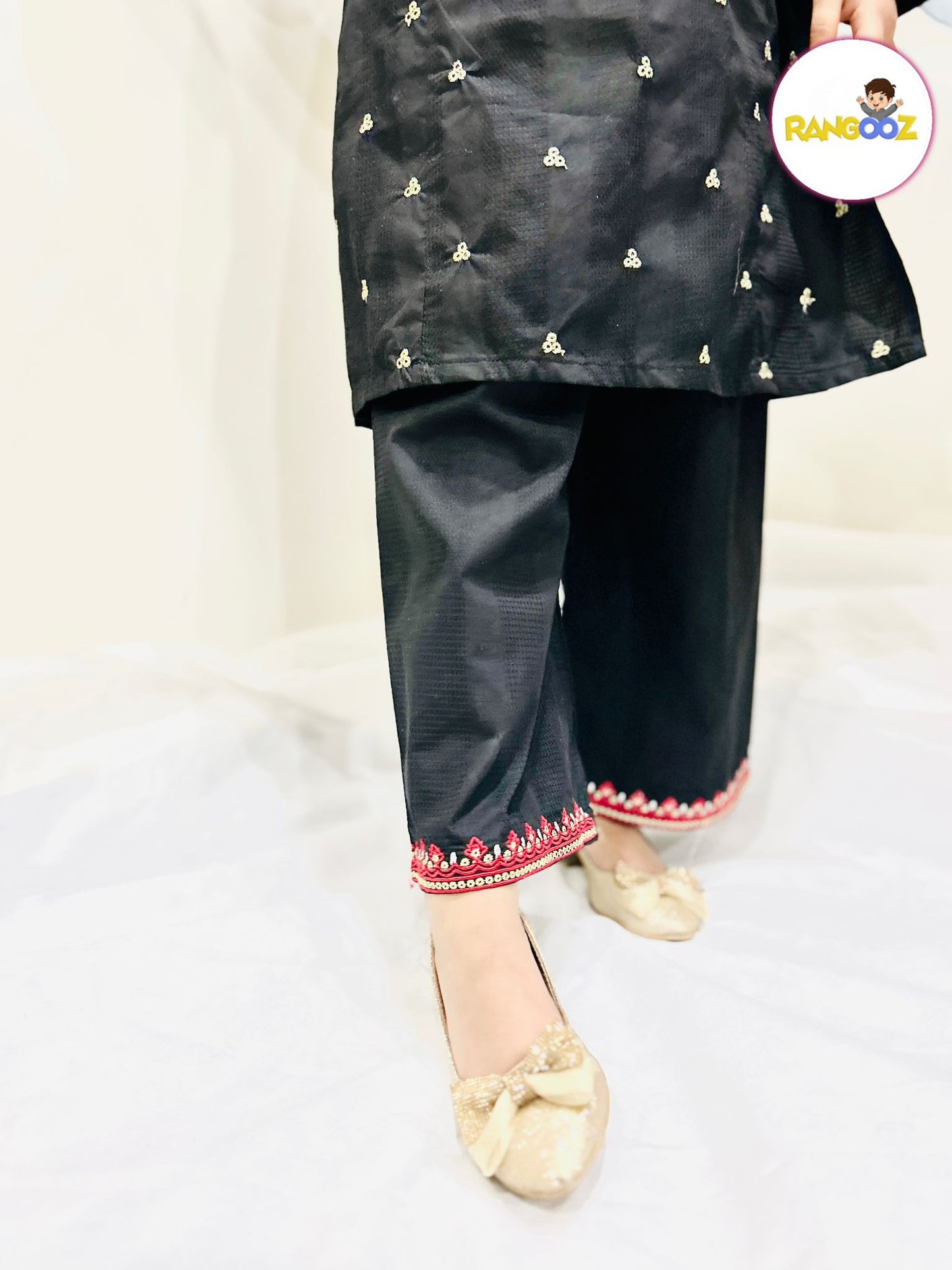 Black Cord Set Embroidered | 100% Cotton