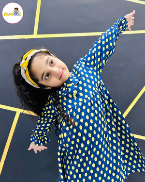 Polka Dotted Printed Linen Frock for girls — Rangooz