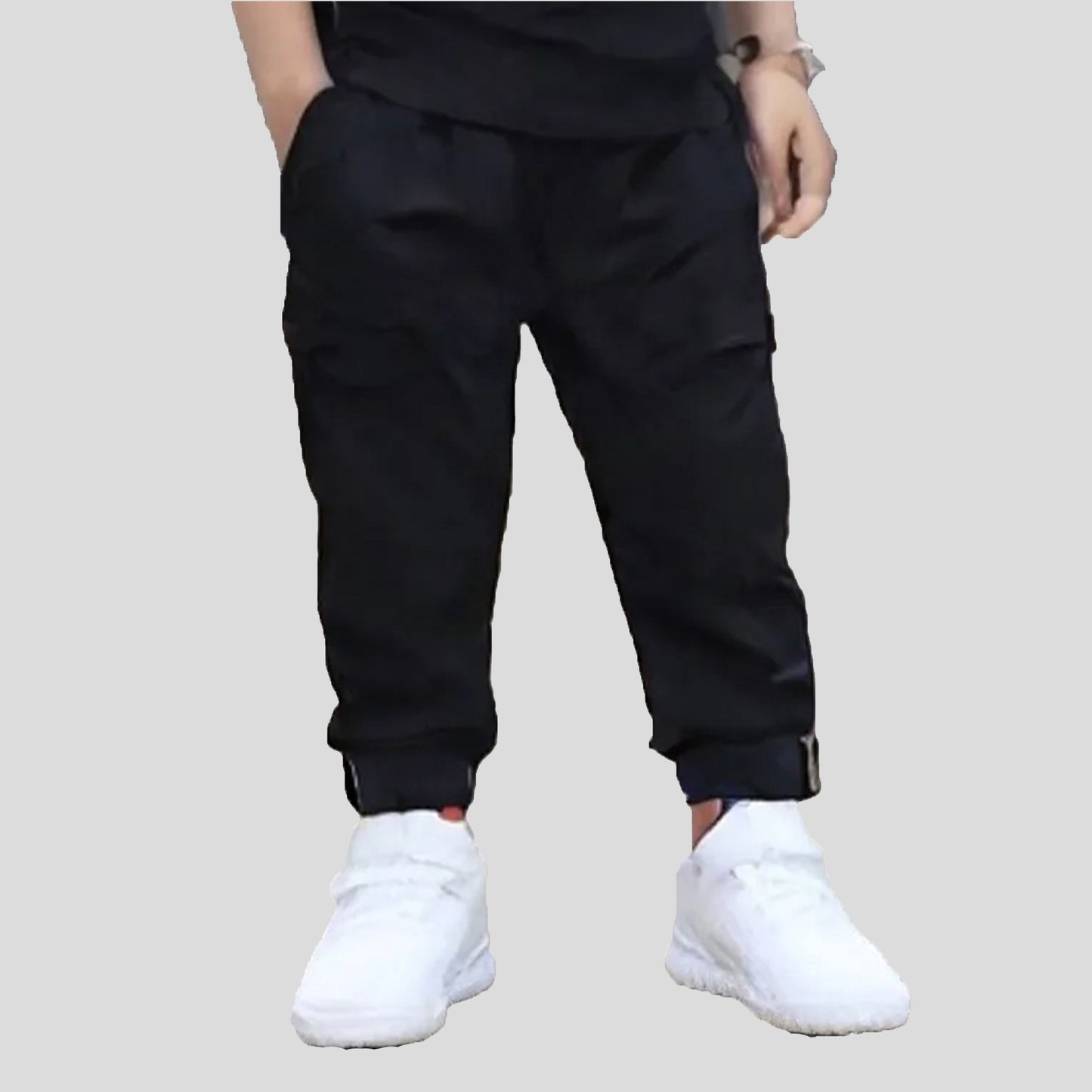 Metallic Black Kids 6-Pocket Cargo Pant (Ages 2-16 Years) – 100% Cotton