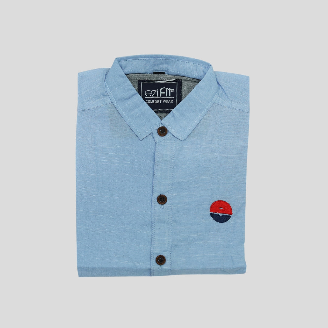 Sky Blue Cotton Summer Shirt – Plain, Cool, Comfortable