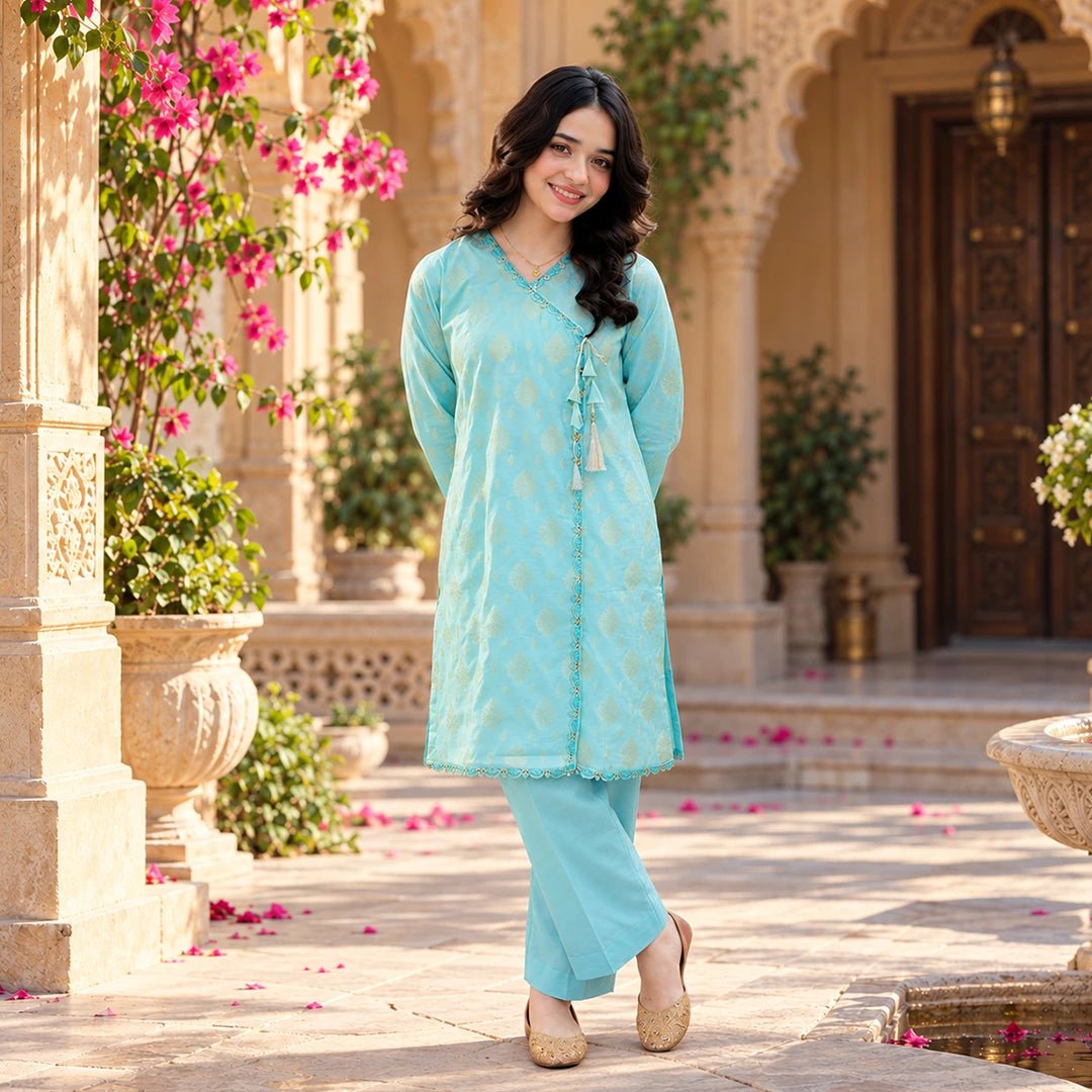 Embroidered Jacquard Suit – Feroza