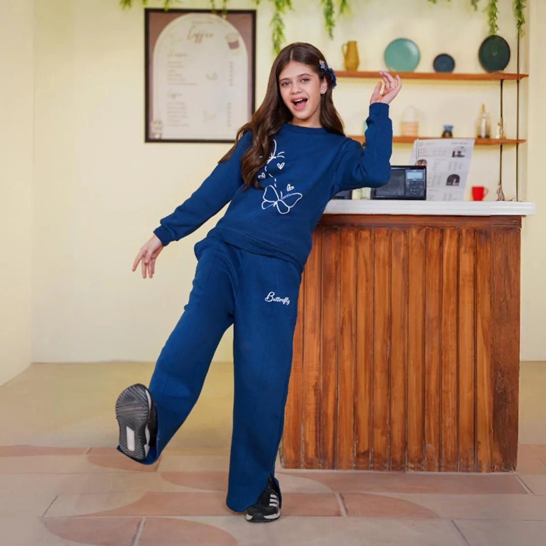Printed Fleece Sweatshirt – Blueberry