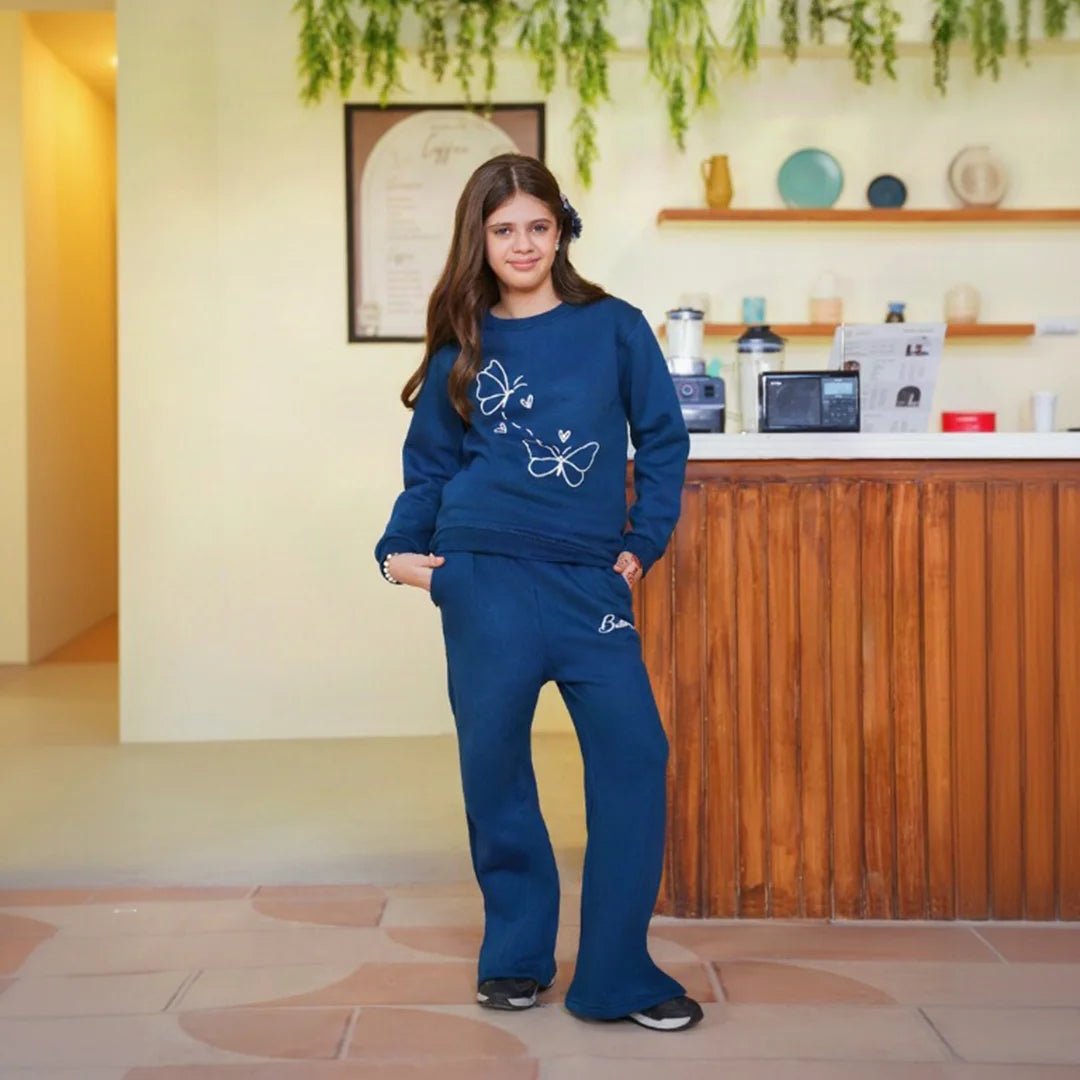 Printed Fleece Sweatshirt – Blueberry