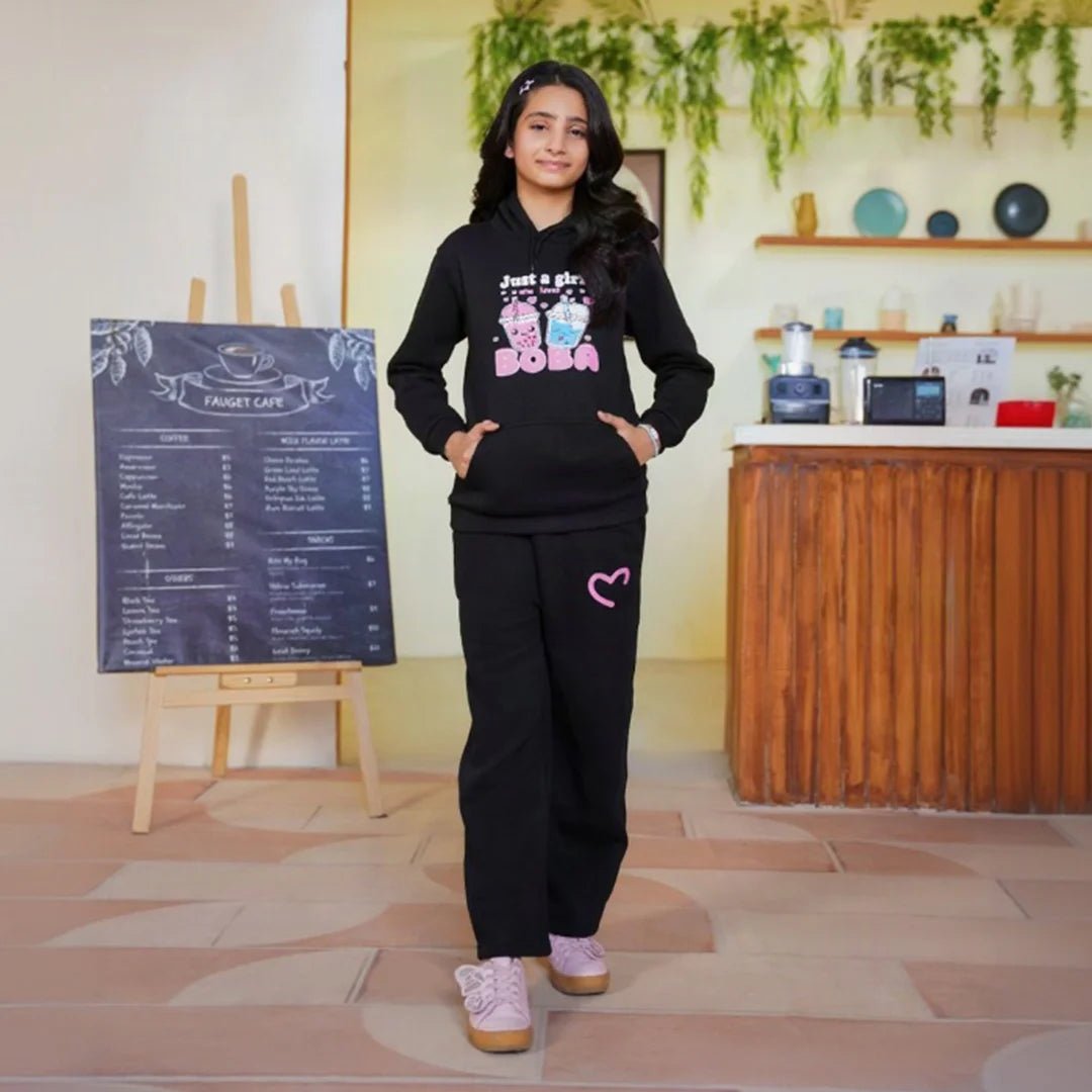 Printed Fleece Hoodie – Cocoa