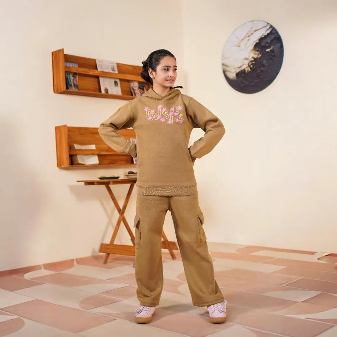 Embroidered Fleece Hoodie – Hazelnut