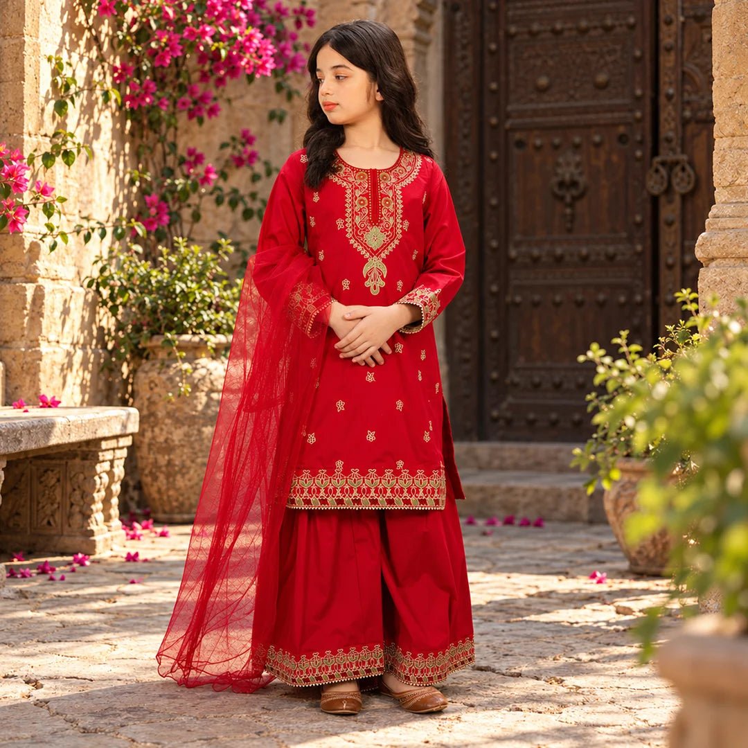 Embroidered  Cotton Suit –Surkhnoor