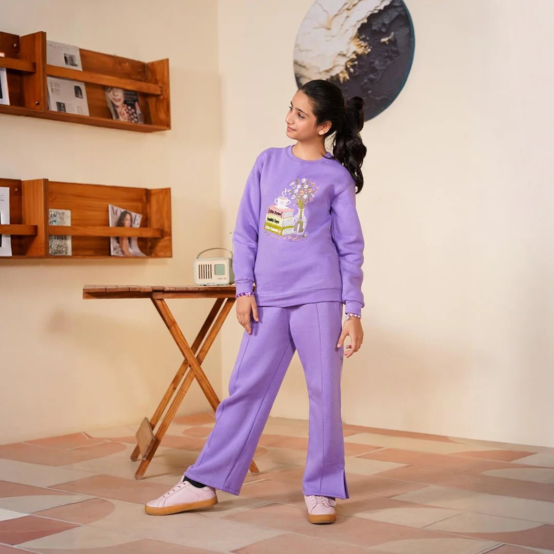 Embroidered Fleece Sweatshirt – Lavender