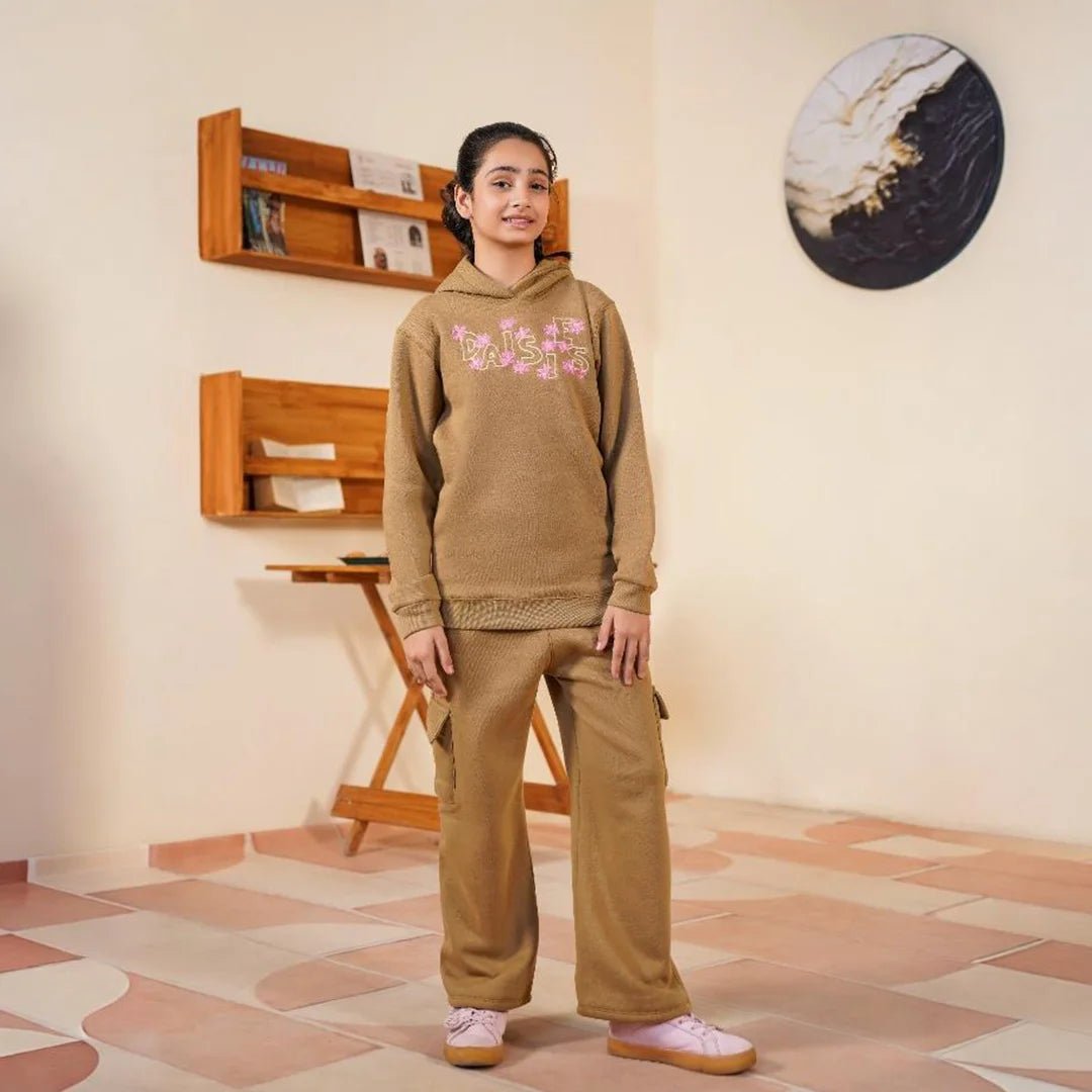 Embroidered Fleece Hoodie – Hazelnut