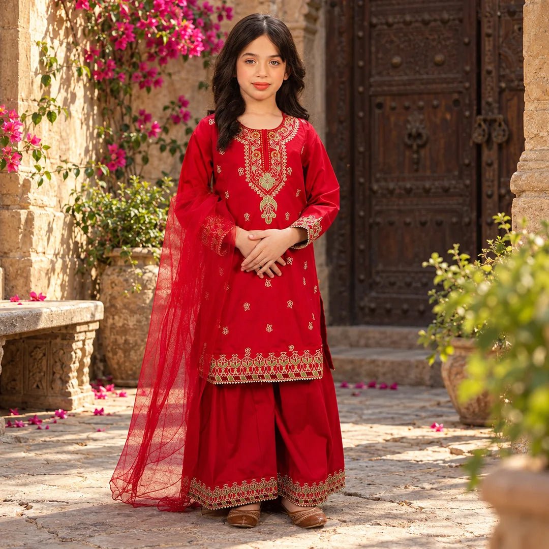 Embroidered  Cotton Suit –Surkhnoor