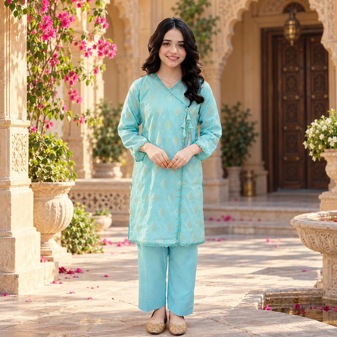 Embroidered Jacquard Suit – Feroza